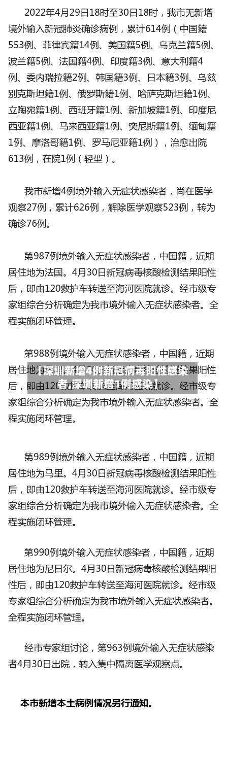 【深圳新增4例新冠病毒阳性感染者,深圳新增1例感染】-第2张图片