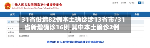 31省份增82例本土确诊涉13省市/31省新增确诊16例 其中本土确诊2例