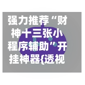 强力推荐“财神十三张小程序辅助”开挂神器{透视辅助}全揭秘-第2张图片