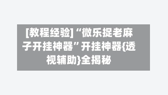 [教程经验]“微乐捉老麻子开挂神器”开挂神器{透视辅助}全揭秘-第2张图片