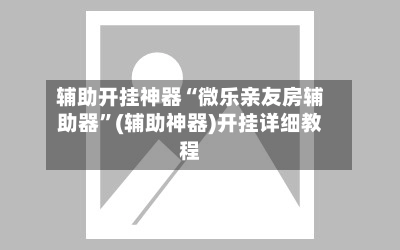 辅助开挂神器“微乐亲友房辅助器”(辅助神器)开挂详细教程-第3张图片