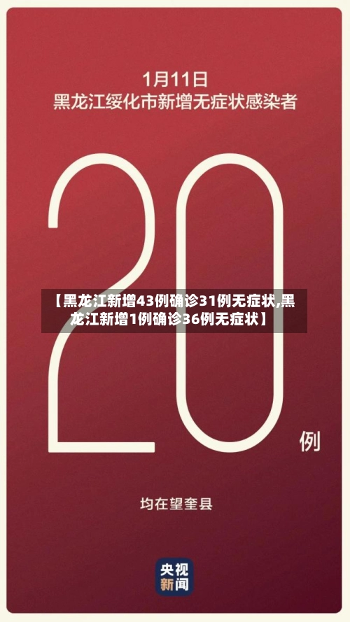 【黑龙江新增43例确诊31例无症状,黑龙江新增1例确诊36例无症状】