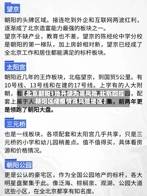 【北京朝阳1地升级为高风险,北京回应朝阳区成疫情高风险地区】
